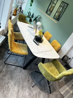 Raum.Freunde Stuhlsets|6er Set Stuhl Pelle Stoff Oxford 503 Senf Gelb Und 400 Gelb Untergestell Anthrazit Inklusive Gleiter