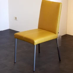 Bree's New World Stuhlsets|4er Set Stuhl Penthouse Leder Gelb Gestell Silber