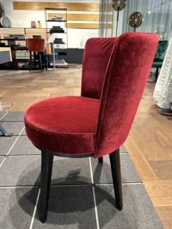 Bielefelder Werkstätten Stuhlsets|2er Set Stuhl Polo Cocktail Stoff Emilia BW1762 B Rot Holzgestell Massiv Esche Schwarz Gebeizt