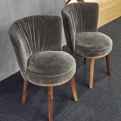 Bielefelder Werkstätten Stuhlsets|2er Set Stuhl Polo Cocktail Stoff Emilia B-121 Untergestell Nussbaum Geölt Mit Drehfunktion Und Rückholmechanik