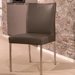 Bert Plantagie Stuhlsets|4-er Set Stuhl Pose -E Leder Tendens Farbe LD 1200 Graniet Gestell Edelstahl