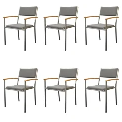 Zebra Gartenstühle|8er Set Stuhl Quadux Stoff Sunbrella Smoke 7001 Gestell Edelstahl