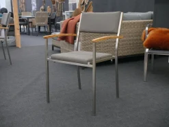 Zebra Gartenstühle|8er Set Stuhl Quadux Stoff Sunbrella Smoke 7001 Gestell Edelstahl