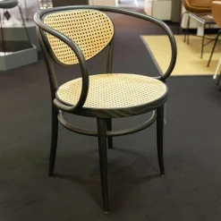 Thonet Stuhlsets|3-er Set Stuhl 210R Pure Rohrgeflecht Mit Verstärkungsgewebe Untergestell Esche Schwarz Lackiert