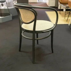 Thonet Stuhlsets|3-er Set Stuhl 210R Pure Rohrgeflecht Mit Verstärkungsgewebe Untergestell Esche Schwarz Lackiert