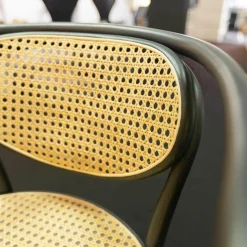 Thonet Stuhlsets|3-er Set Stuhl 210R Pure Rohrgeflecht Mit Verstärkungsgewebe Untergestell Esche Schwarz Lackiert