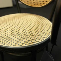 Thonet Stuhlsets|3-er Set Stuhl 210R Pure Rohrgeflecht Mit Verstärkungsgewebe Untergestell Esche Schwarz Lackiert