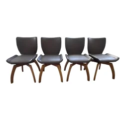 Scholtissek Stuhlsets|4er Set Stuhl Rasant Leder 2 03 Elephant Grau Gestell Knorrige Eiche Natur Geölt Inklusive Drehfunktion Mit Rückholfunktion