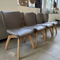 Scholtissek Stuhlsets|4er Set Stuhl Rasant Leder 2 03 Elephant Grau Gestell Knorrige Eiche Natur Geölt Inklusive Drehfunktion Mit Rückholfunktion