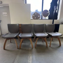 Scholtissek Stuhlsets|4er Set Stuhl Rasant Leder 2 03 Elephant Grau Gestell Knorrige Eiche Natur Geölt Inklusive Drehfunktion Mit Rückholfunktion