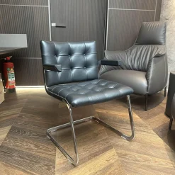 De Sede Stuhlsets|2er Set Stuhl RH 0305 02 Leder 24 Select 11 Black Gestell Stahl Flachrohr Hochglanz Verchromt