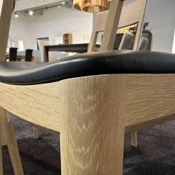 Rodam Stuhlsets|3-er Set Stuhl RO Plot Polstersitz Leder Schwarz Holzgestell Eiche