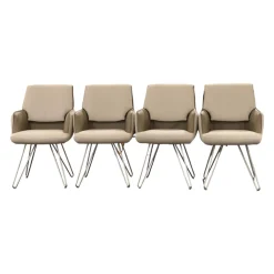 Koinor Stuhlsets|4er Set Stuhl S 1217 Stoff Grace 23 Grau Leder B Bonito Marmo Braun Gestell Nickel Satiniert