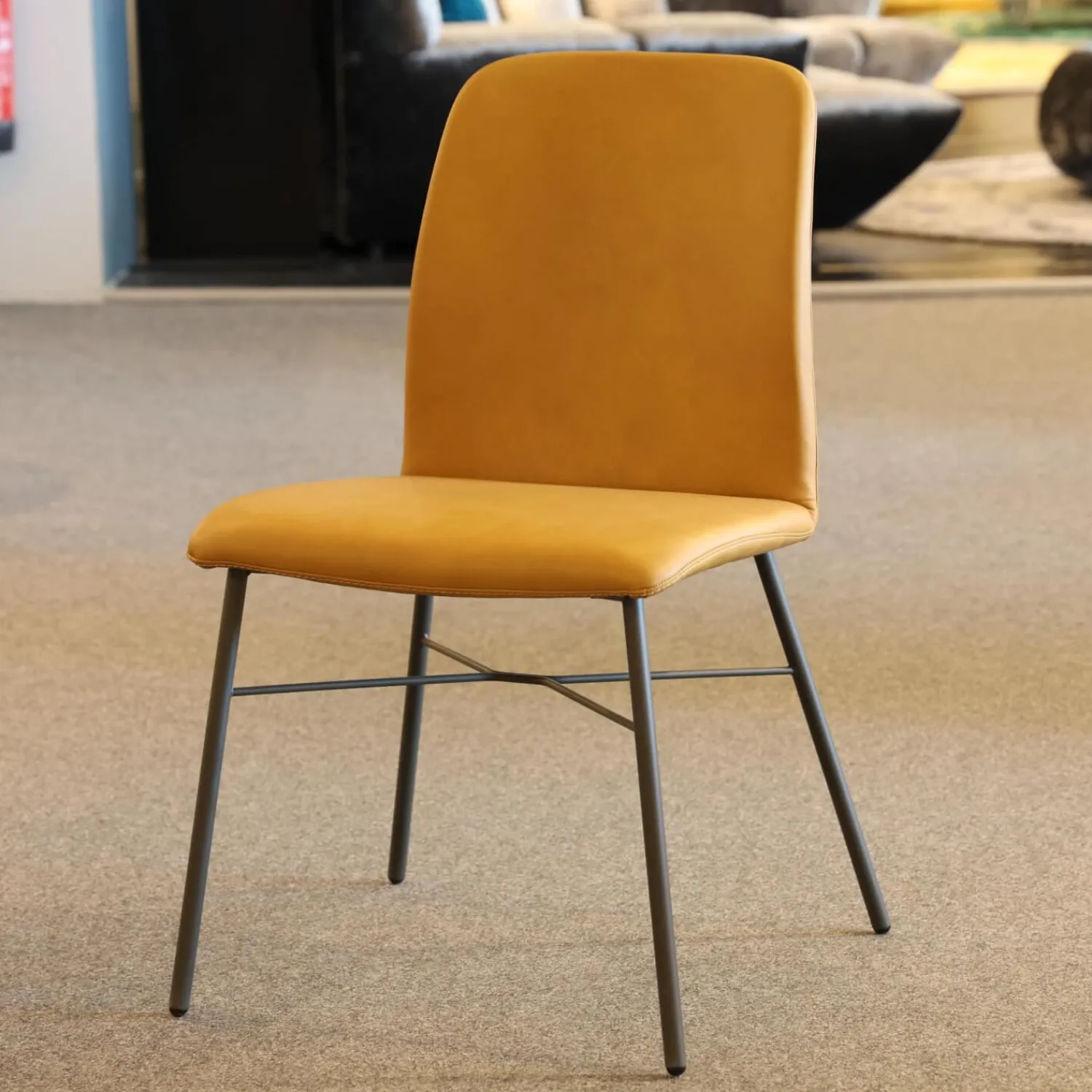 Hülsta Stuhlsets|6er Set Stuhl S1000 Leder Senf Gelb Und Leder Grün Gestell Pulverbeschichtet Anthrazit