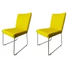 Hülsta Stuhlsets|2er Set Stuhl S21 Now Stoff Lemon Gelb Gestell Metall Verchromt