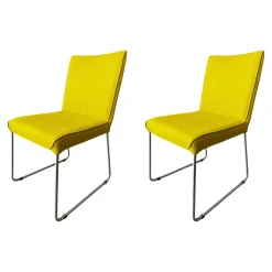 Hülsta Stuhlsets|2er Set Stuhl S21 Now Stoff Lemon Gelb Gestell Metall Verchromt