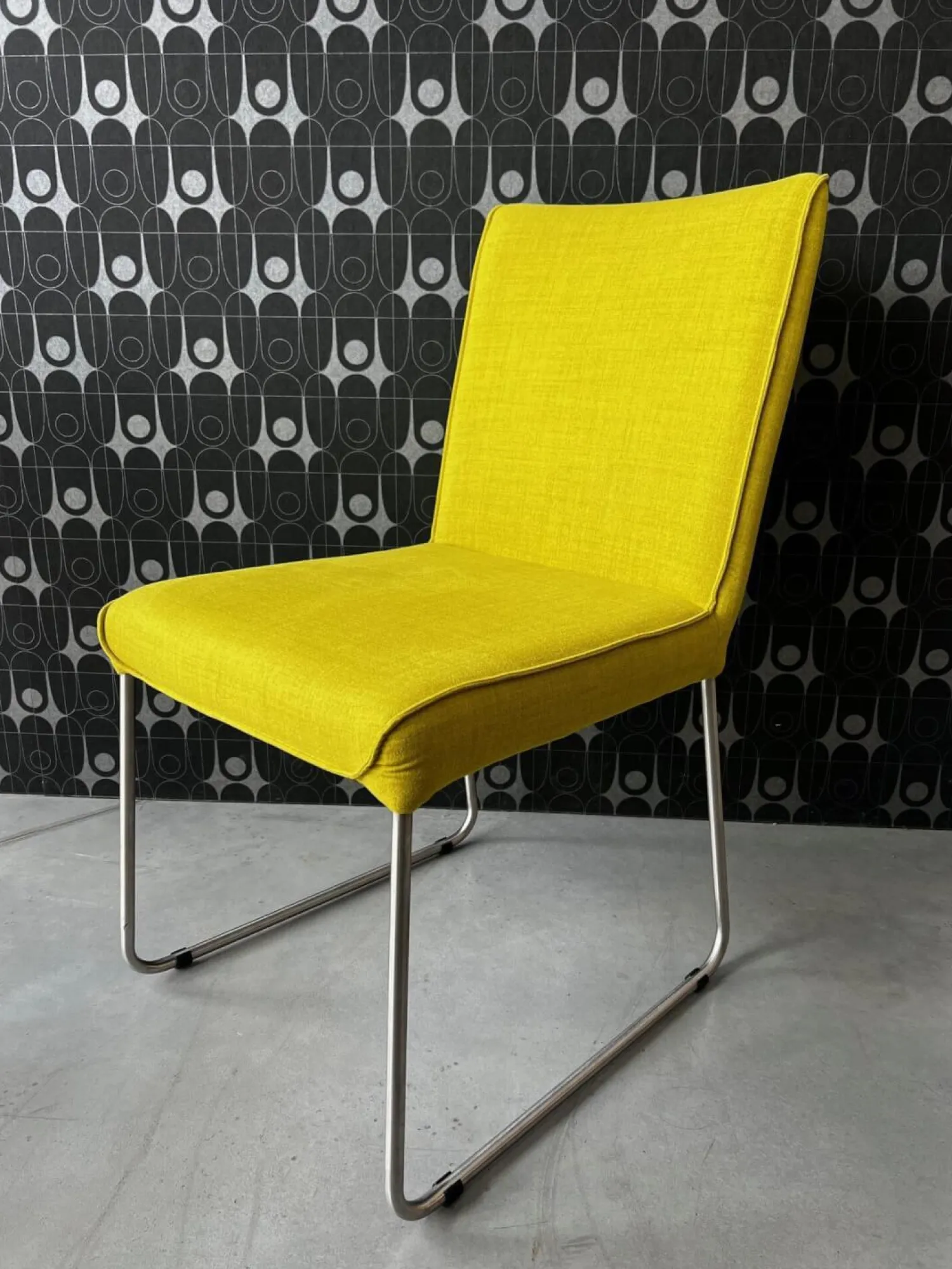 Hülsta Stuhlsets|2er Set Stuhl S21 Now Stoff Lemon Gelb Gestell Metall Verchromt