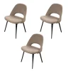 Knoll International Stuhlsets|3er Set Stuhl Saarinen Konferenz Stoff Colorado Schlamm Beige Braun Gestell Eiche Auf Ebenholz