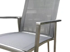 Niehoff Stuhlsets|4er Set Stuhl Scalea Hochlehner Outdoor Textillene Silbergrau Armlehnen Aluminium Schwarz Gestell Edelstahl Gebürstet