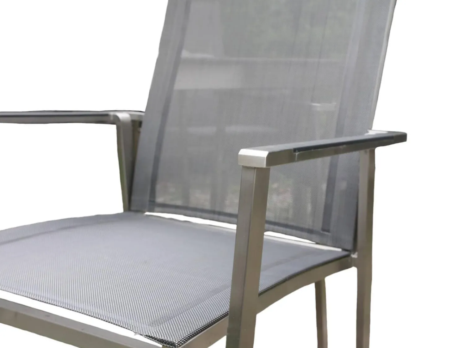 Niehoff Stuhlsets|4er Set Stuhl Scalea Hochlehner Outdoor Textillene Silbergrau Armlehnen Aluminium Schwarz Gestell Edelstahl Gebürstet