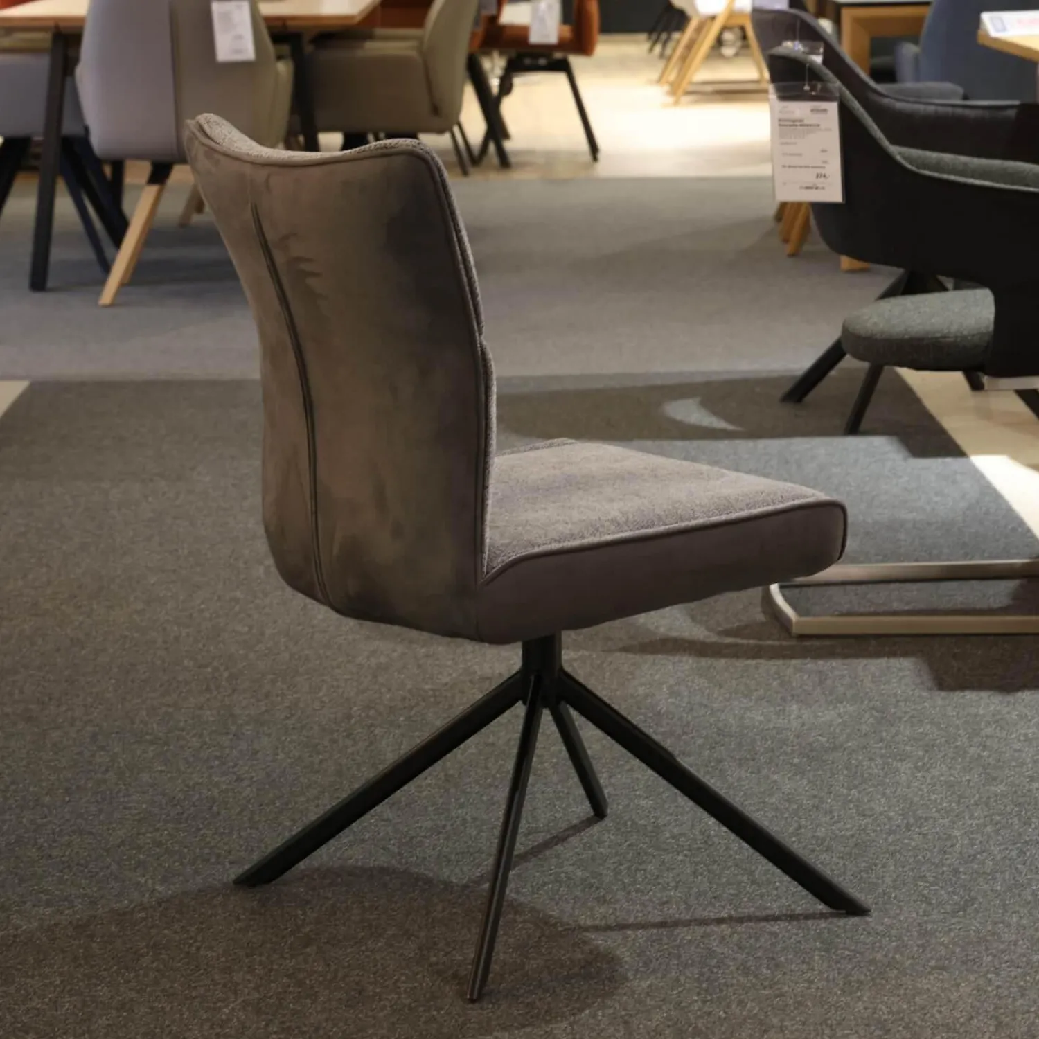 MCA Furniture Stuhlsets|6er Set Stuhl Setubal Vintagelook Dunkelgrau Und Olive Grün Gestell Oval Schwarz Matt Lackiert