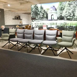 MCA Furniture Stuhlsets|6er Set Stuhl Setubal Vintagelook Dunkelgrau Und Olive Grün Gestell Oval Schwarz Matt Lackiert