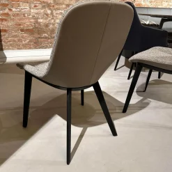 Walter Knoll Stuhlsets|2er Set Stuhl Sheru 1430 C Stoff Talent 10787896 Grau Rücken Leder Rodeo Soft 1417 Pebble Grau Braun Füße Eiche Alurahmen Schwarz