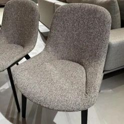 Walter Knoll Stuhlsets|2er Set Stuhl Sheru 1430 C Stoff Talent 10787896 Grau Rücken Leder Rodeo Soft 1417 Pebble Grau Braun Füße Eiche Alurahmen Schwarz