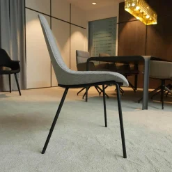 Walter Knoll Stuhlsets|2er Set Stuhl Sheru Stoff Gaia 7891 Platin Grau 4 Bein Untergestell Matt Pulverbeschichtet Schwarz