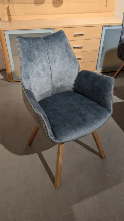 MCA Furniture Stuhlsets|6er Set Stuhl Tacoma Stoff Vintage Struktur Grün Und Anthrazit Gestell Eiche Massiv Klar Lackiert Drehbar