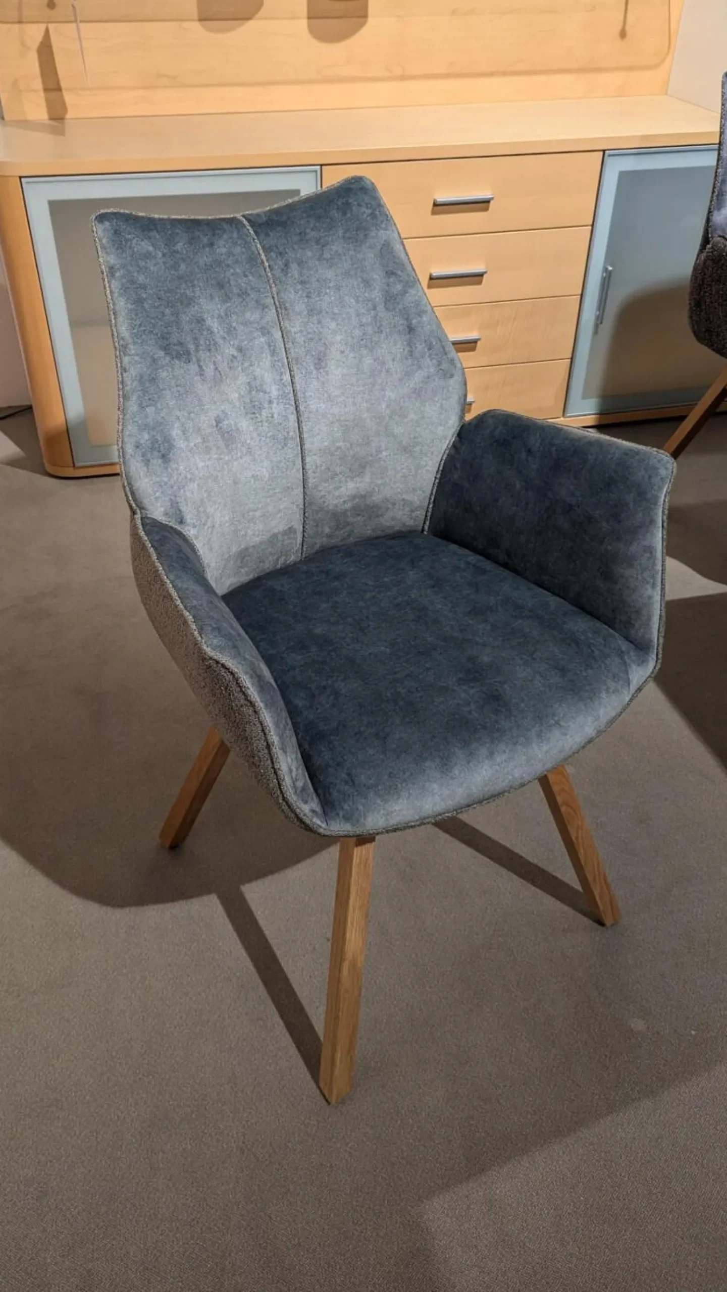 MCA Furniture Stuhlsets|6er Set Stuhl Tacoma Stoff Vintage Struktur Grün Und Anthrazit Gestell Eiche Massiv Klar Lackiert Drehbar