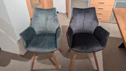 MCA Furniture Stuhlsets|6er Set Stuhl Tacoma Stoff Vintage Struktur Grün Und Anthrazit Gestell Eiche Massiv Klar Lackiert Drehbar