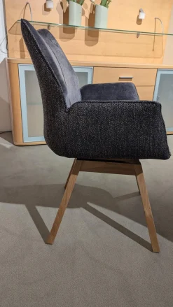 MCA Furniture Stuhlsets|6er Set Stuhl Tacoma Stoff Vintage Struktur Grün Und Anthrazit Gestell Eiche Massiv Klar Lackiert Drehbar