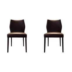 Wittmann Stuhlsets|2er Set Stuhl Toga Leder Genuin Mokka Braun Füße Buche Wenge Gebeizt