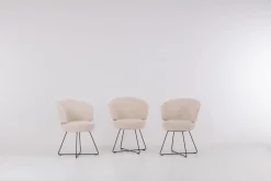 Werther Stuhlsets|3er Set Stuhl Trick Stoff U2382G Weiß Beige Gestell Draht Schwarz Inklusive Drehbeschlag