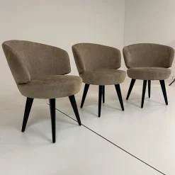 Werther Stuhlsets|3er Set Stuhl Trick XL Bezug Stoff U9999T Divan Braun Grau Holzuntergestell Schwarz Gebeizt Mit Drehbeschlag Einmal Mit Rückstellfunktion