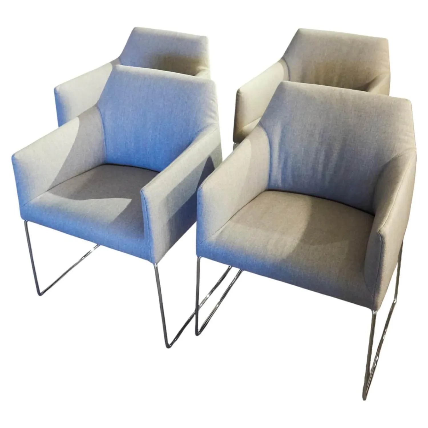 Violetta Stuhlsets|4er Set Stuhl Trient Stoff 10 113 London Dess Milchkaffe Grau Weiß Gestell Chrom Glanz