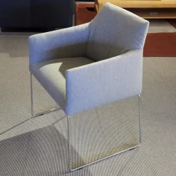 Violetta Stuhlsets|4er Set Stuhl Trient Stoff 10 113 London Dess Milchkaffe Grau Weiß Gestell Chrom Glanz