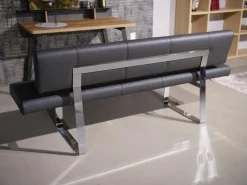 Bacher Stuhlsets|3er Set Stuhl Und Essbank Mirado Leder 1024 Anthrazit Gestell Flachstahl Verchromt