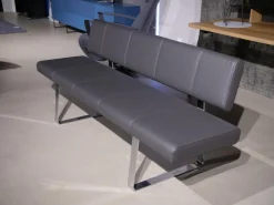 Bacher Stuhlsets|3er Set Stuhl Und Essbank Mirado Leder 1024 Anthrazit Gestell Flachstahl Verchromt