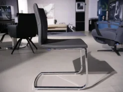 Bacher Stuhlsets|3er Set Stuhl Und Essbank Mirado Leder 1024 Anthrazit Gestell Flachstahl Verchromt