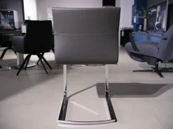 Bacher Stuhlsets|3er Set Stuhl Und Essbank Mirado Leder 1024 Anthrazit Gestell Flachstahl Verchromt