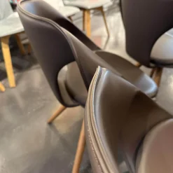 Tonon Stuhlsets|4-er Set Stuhl UP Leder Tender 602 Braun Holzfüße Nussbaum Geölt