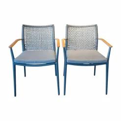 Solpuri Gartenstühle|2er Set Stuhl Vera Outdoor Stoff Bombay Hellgrau Gestell Aluminium Anthrazit