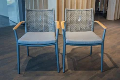 Solpuri Gartenstühle|2er Set Stuhl Vera Outdoor Stoff Bombay Hellgrau Gestell Aluminium Anthrazit