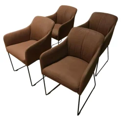 KFF Stuhlsets|4er Set Stuhl Youma Casual Leder Kenia Rock 19 Braun Drahtkufengestell M11 Schwarz