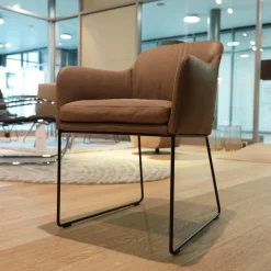 KFF Stuhlsets|4er Set Stuhl Youma Casual Leder Kenia Rock 19 Braun Drahtkufengestell M11 Schwarz