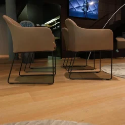 KFF Stuhlsets|4er Set Stuhl Youma Casual Leder Kenia Rock 19 Braun Drahtkufengestell M11 Schwarz