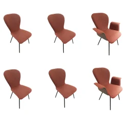 Bert Plantagie Stuhlsets|6er Set Stuhlgruppe Blake Four Innen Stoff Shock SHO300 Bordeaux Rot Außen Leder Tendens LD1400 Lava Grau Braun Gestell Metall Pulverbeschichtet Anthrazit