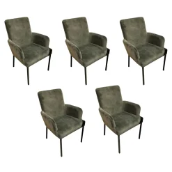 Musterring Stuhlsets|5er Set Stuhlwerk 2 Bezug Stoff Uni Adore Hunter Grau 4 Fuß Gestell Umbragrau